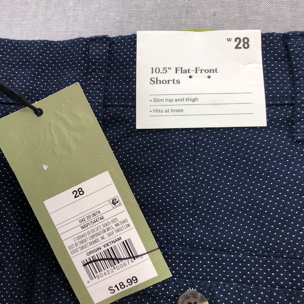 Blue White Dot Linden Flat Front Slim Chino Short - Picture 6 of 8